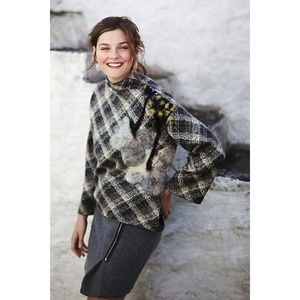 Anthropologie Troubadour Petal Plaid Pullover